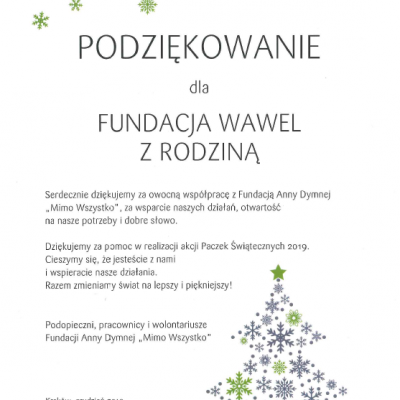 Paczki Świąteczne 2019 – Fundacja Anny Dymnej „Mimo Wszystko”