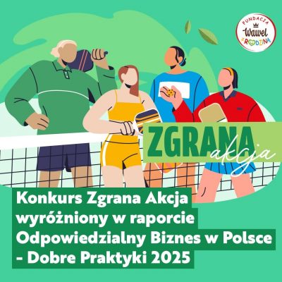 Sukces programu „Zgrana Akcja”. Konkurs grantowy Fundacji „Wawel z Rodziną” wyróżniony w prestiżowym raporcie Forum Odpowiedzialnego Biznesu